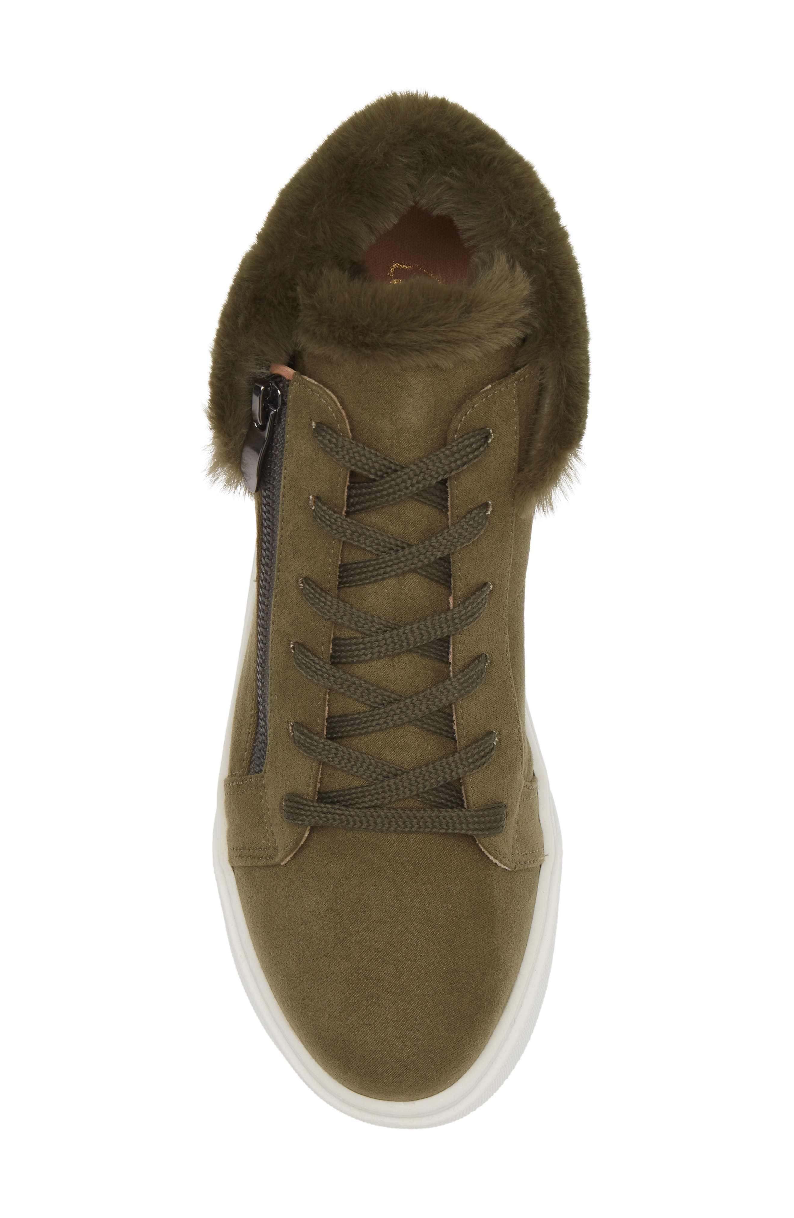 Love Rio Debbie Faux Fur Zip Sneaker, Alternate, color, Hunter Green