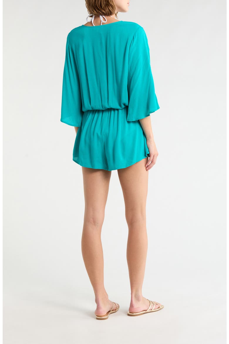Wrap Front Cover-Up Romper, Alternate, color, TEAL