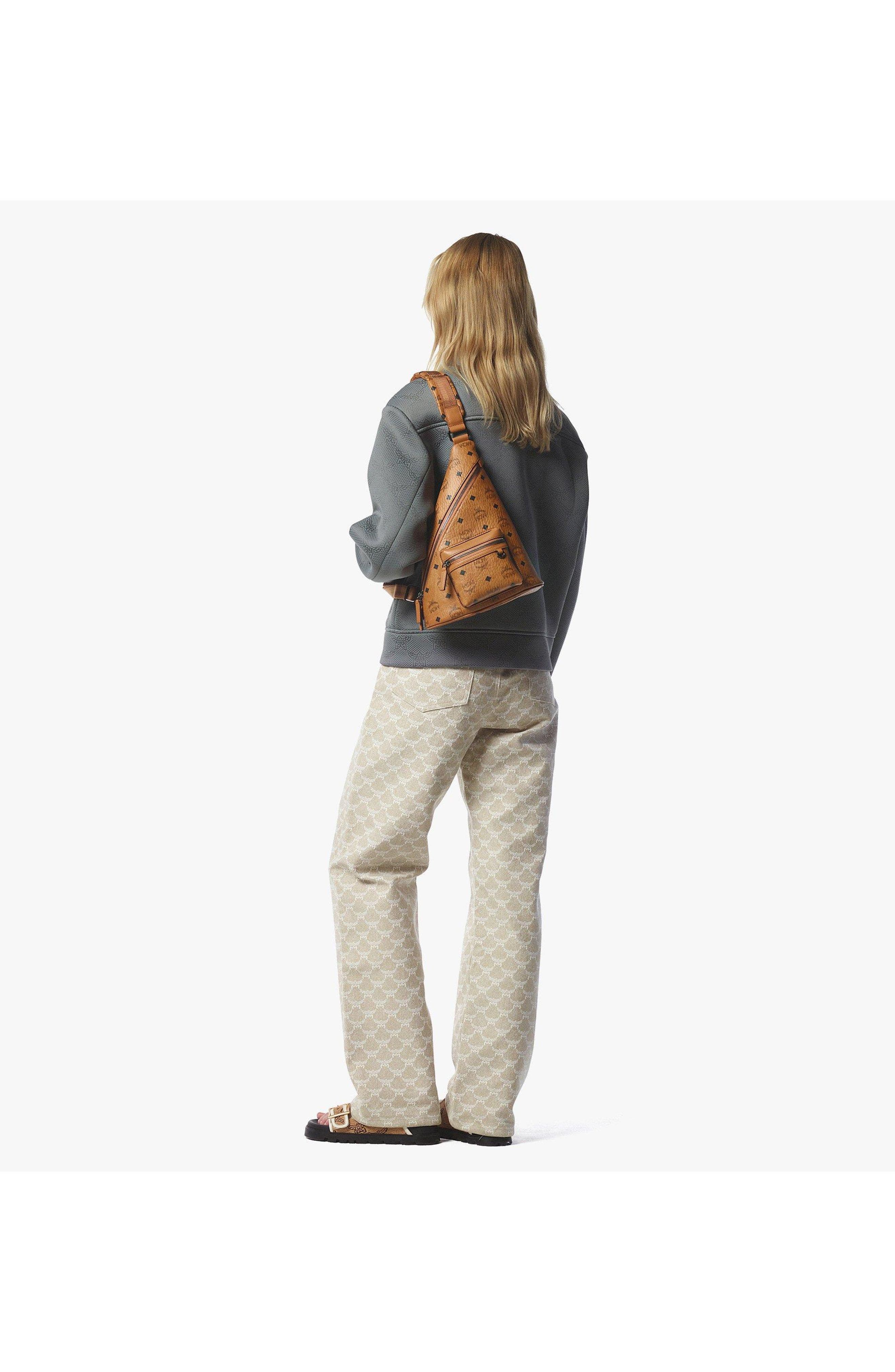 MCM Aren Sling in Visetos, Alternate, color, Brown