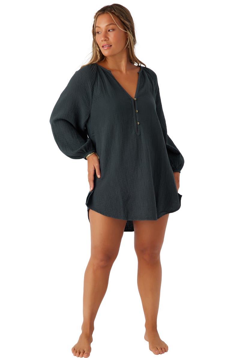 O'Neill Krysten Cotton Gauze Cover-Up Tunic Minidress, Alternate, color, Slate
