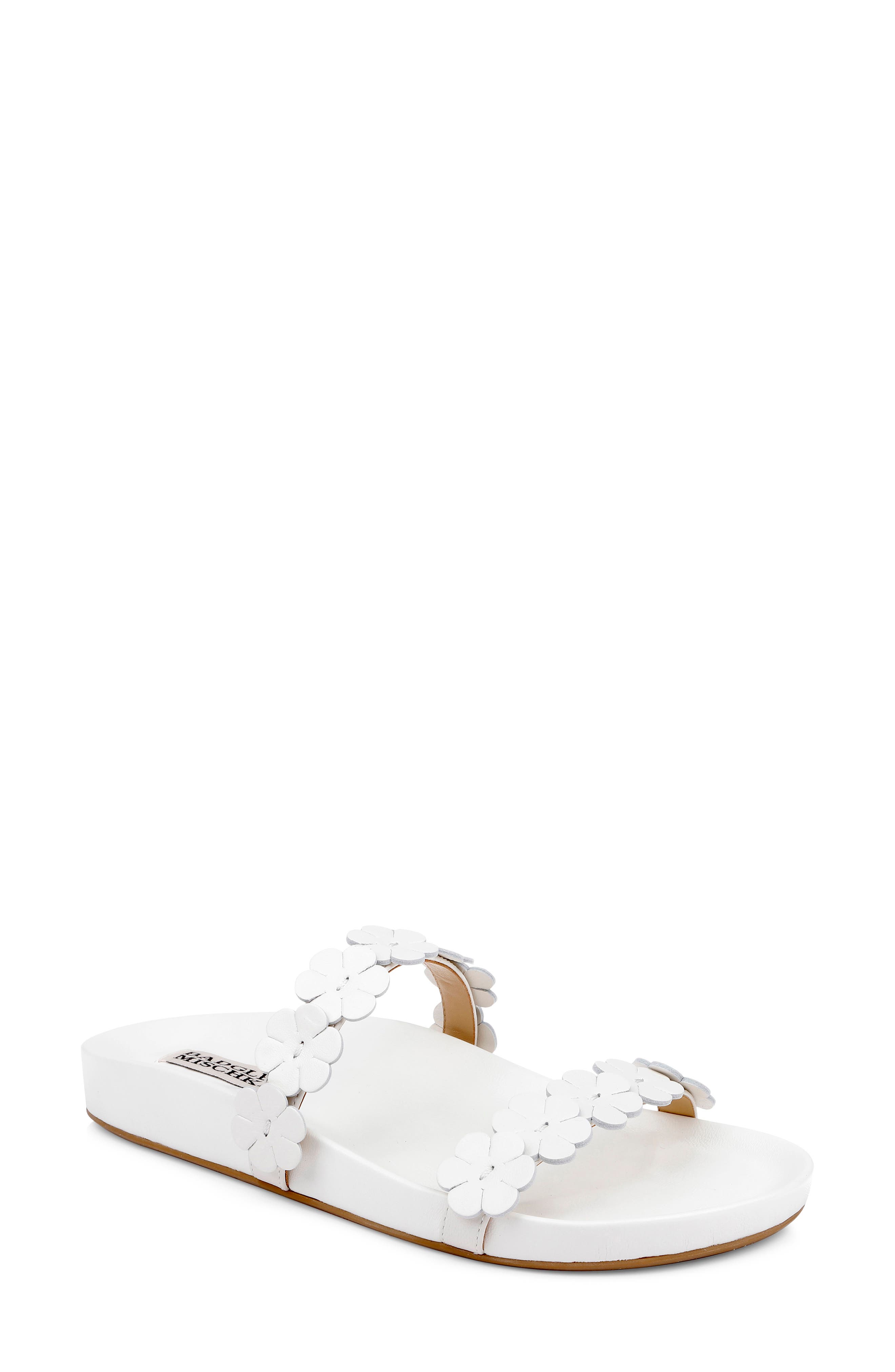 Badgley Mischka Collection Waterbury Slide Sandal, Main, color, White Leather