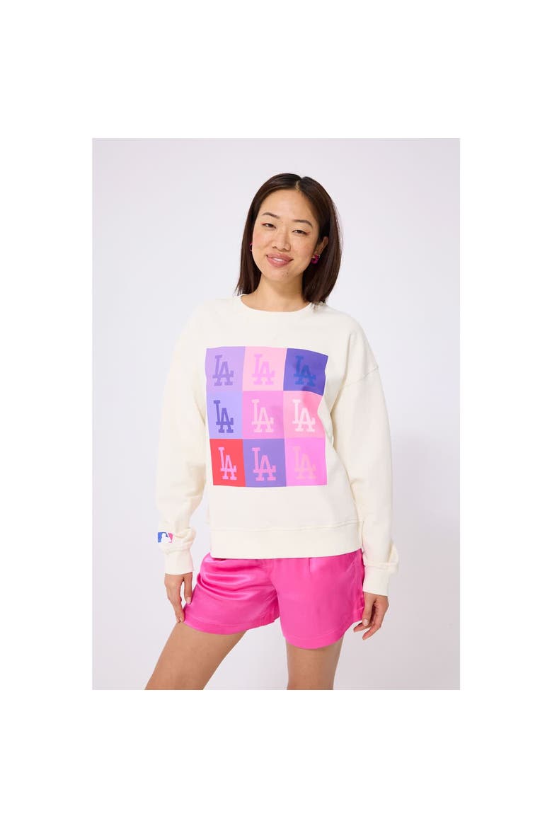 Women's Terez Cream Los Angeles Dodgers Technicolor Oversized Pullover Sweatshirt, Main, color, Cream