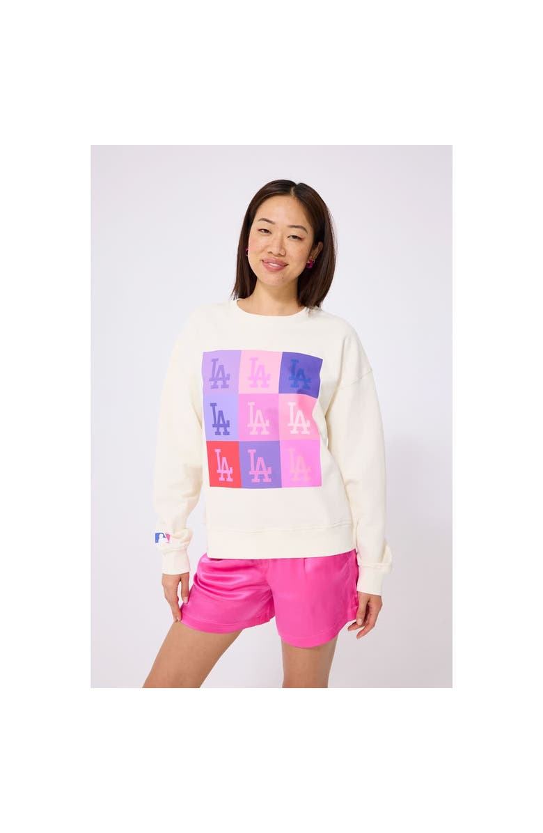 Terez Women's Terez Cream Los Angeles Dodgers Technicolor Oversized Pullover Sweatshirt, Main, color, Cream