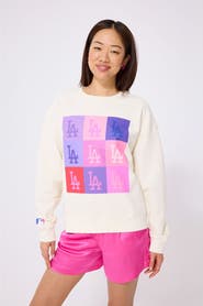 Terez Women's Terez Cream Los Angeles Dodgers Technicolor Oversized Pullover Sweatshirt