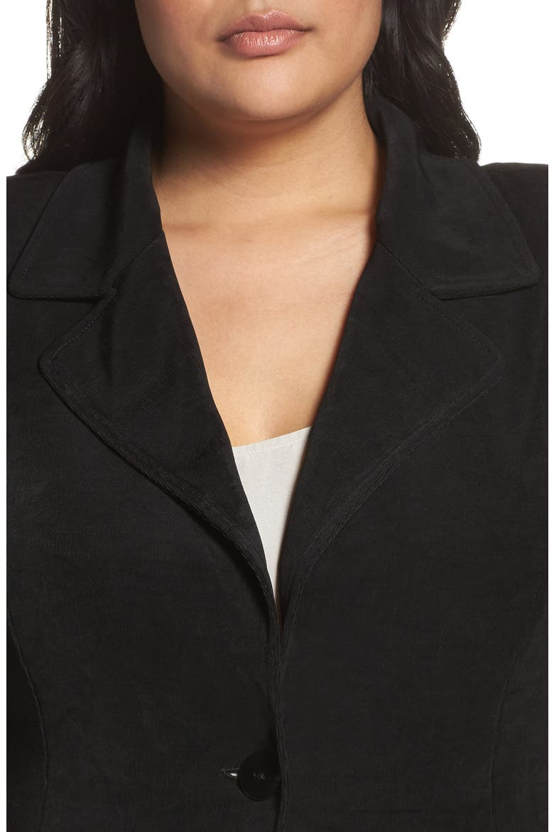 One-Button Stretch Knit Blazer, Alternate, color, BLACK
