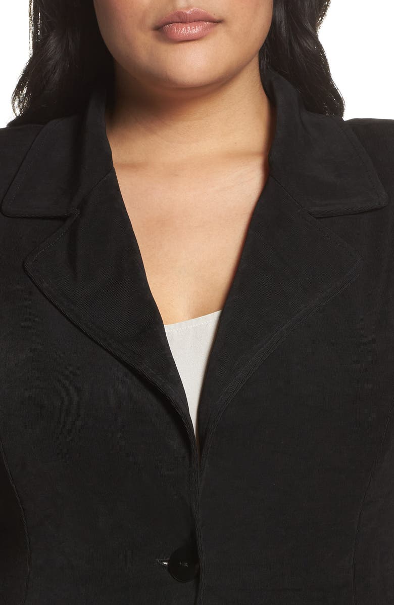 Vikki Vi One-Button Stretch Knit Blazer, Alternate, color, Black