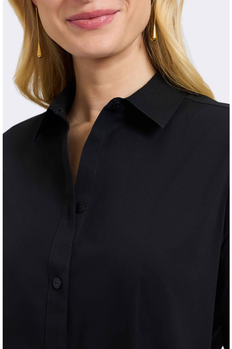 June Stretch Cotton Blend Button-Up Shirt, Alternate, color, BLACK