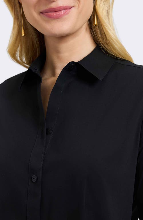 Foxcroft June Stretch Cotton Blend Button-up Shirt In Black