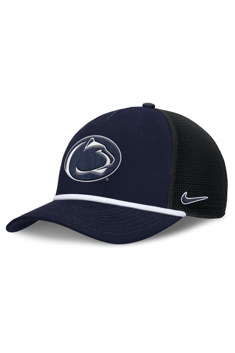 Men's Nike Navy Penn State Nittany Lions Rise Primetime Trucker Adjustable Hat, Main, color, Navy