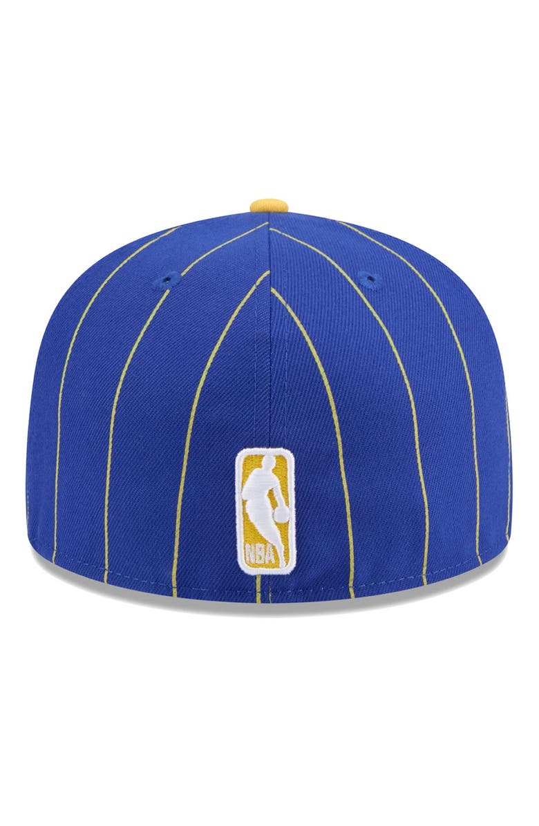 New Era Men's New Era Royal/Gold Golden State Warriors Pinstripe Two-Tone 59FIFTY Fitted Hat, Alternate, color, Royal