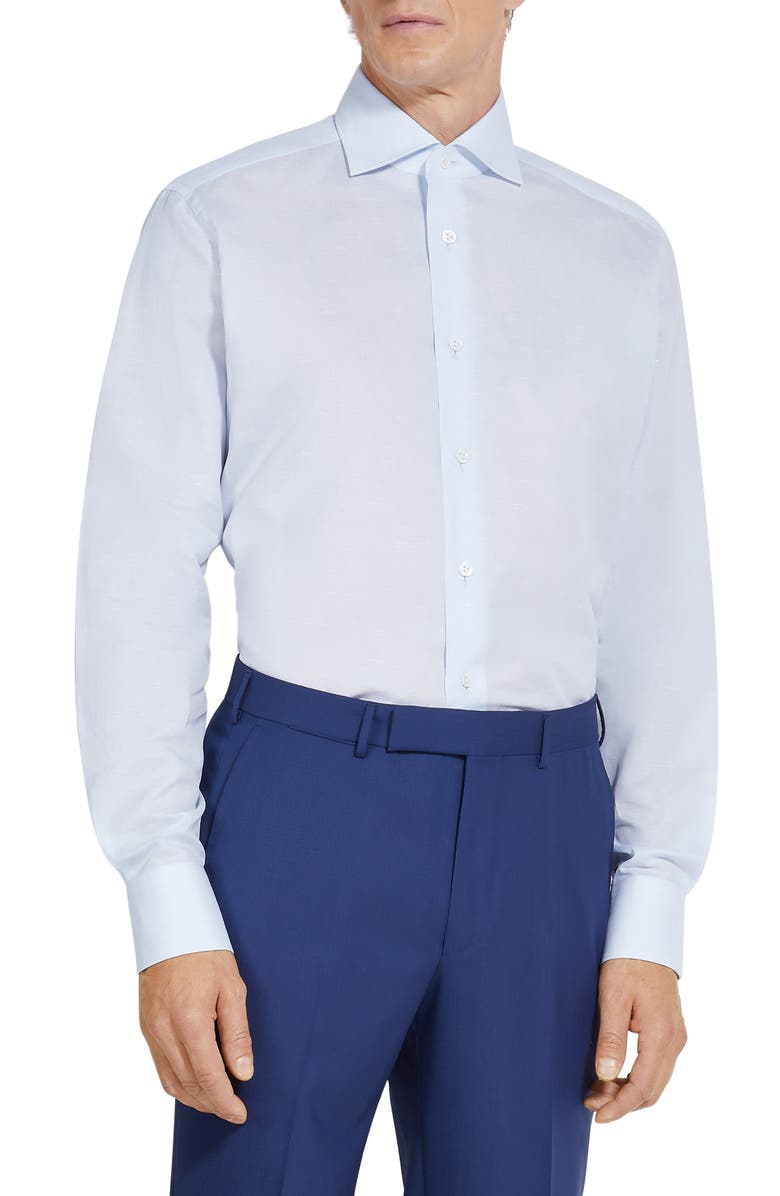 ZEGNA Couture Cotton & Linen Button-Up Shirt, Main, color, 