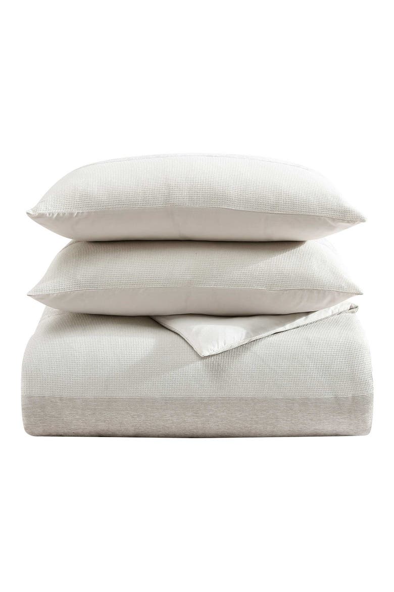 Chenille Waffle Stripe Duvet Set, Main, color, MOONLIGHT