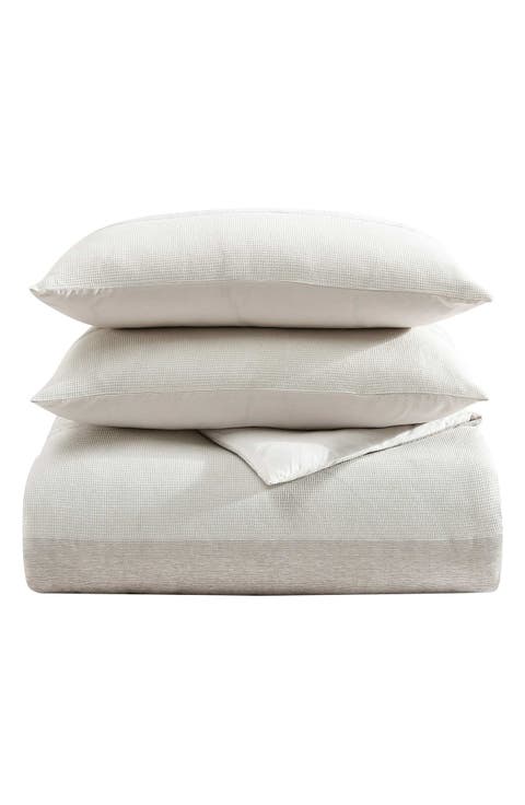 Chenille Waffle Stripe Duvet Set