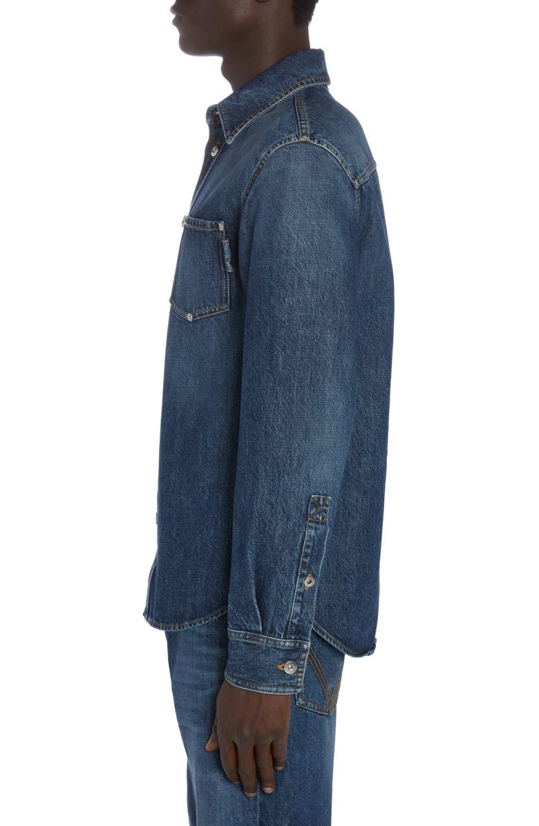 Bottega Veneta Denim Button-Up Shirt, Alternate, color, Mid Blue