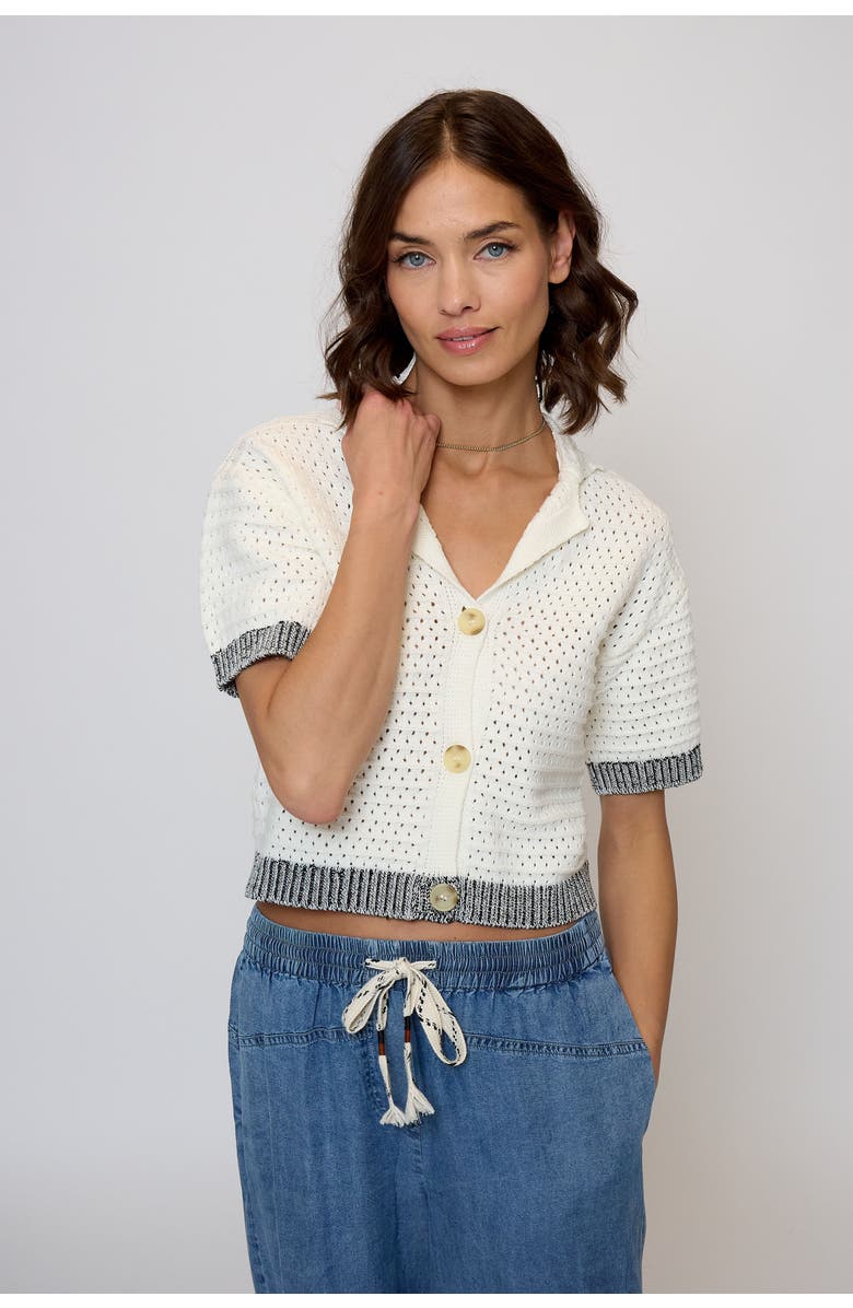 Central Park West Junie Openstitch Polo, Alternate, color, Solid White