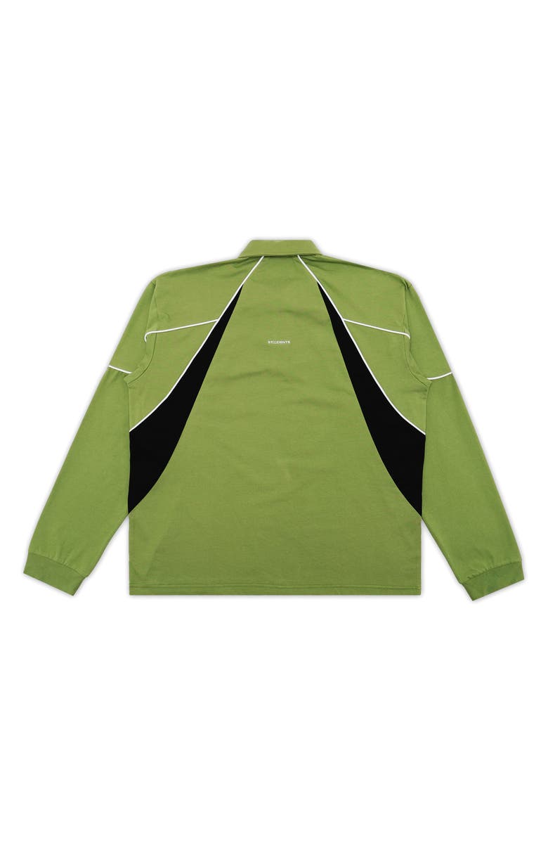 STUDENTS Captain Colorblock Long Sleeve Cotton Polo Shirt, Alternate, color, Moss