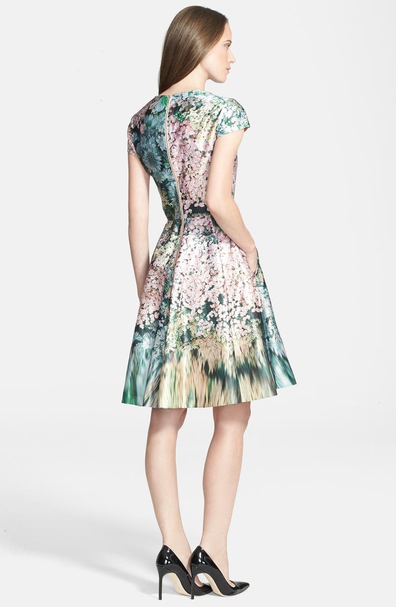 Ted Baker London 'Glitch' Floral Print Fit & Flare Dress, Alternate, color, 