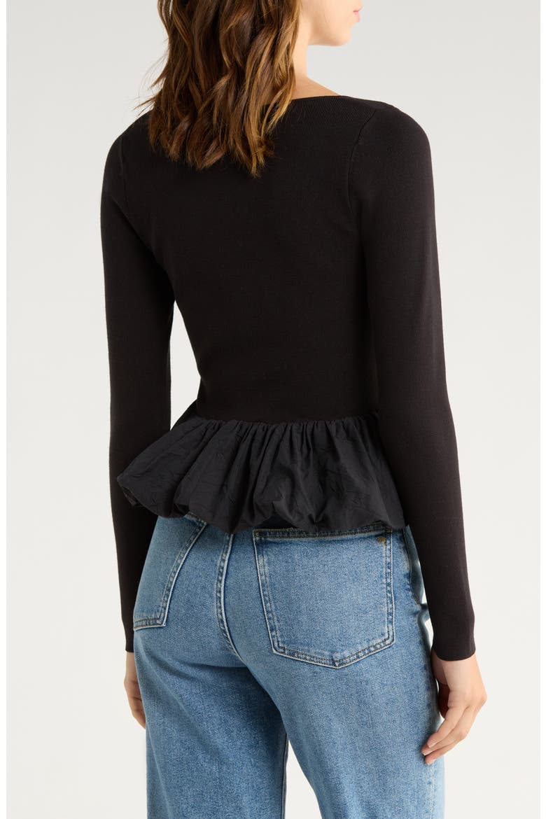Tillie Bubble Hem Rib Top, Alternate, color, BLACK