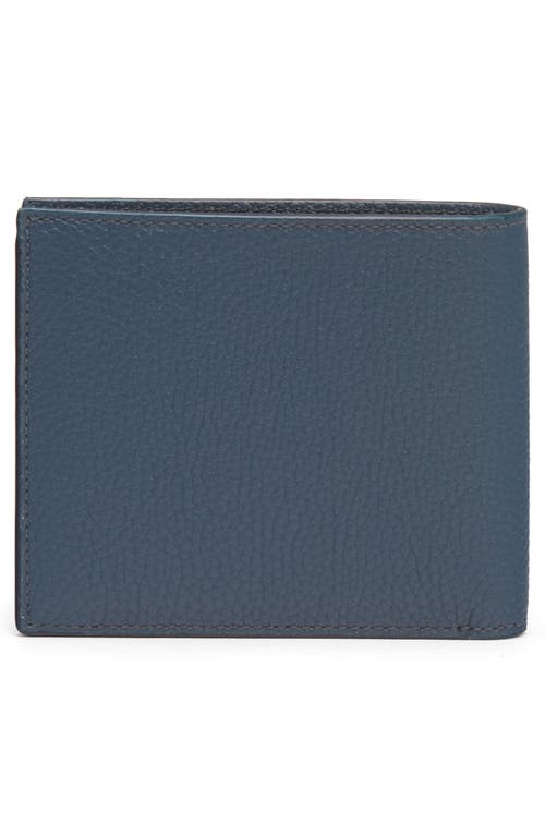 Tom Ford Navy Grain Leather Classic Bifold Wallet In Blue