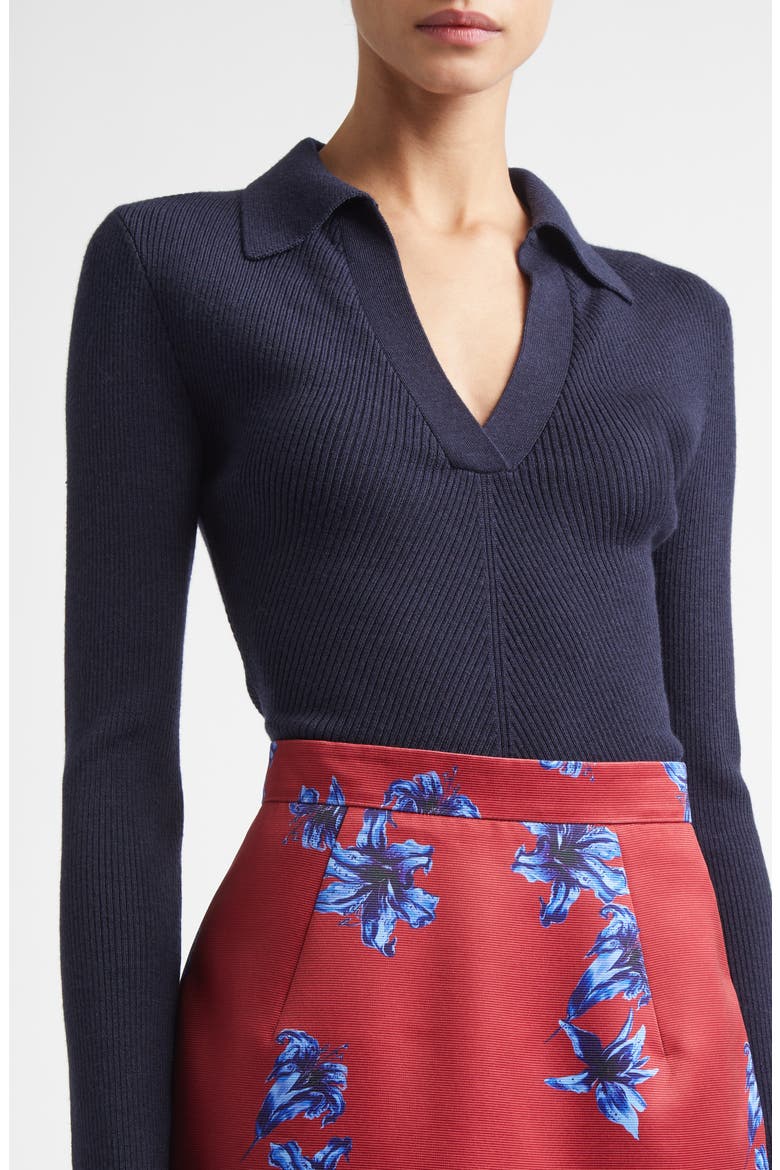Austin Wool Rib Polo Sweater, Alternate, color, DARK NAVY