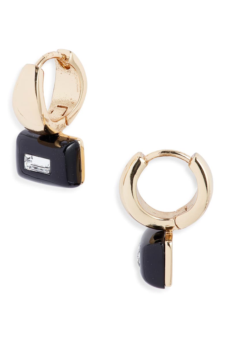 Crystal Drop Earrings, Main, color, BLACK- GOLD