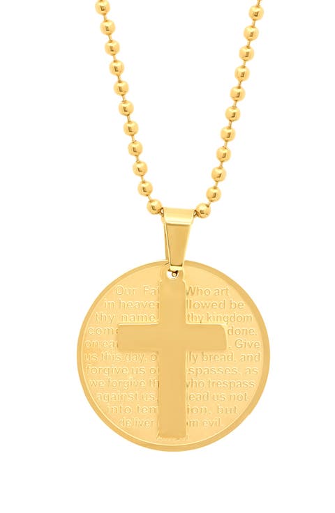 Lord's Prayer Cross Medallion Pendant Necklace