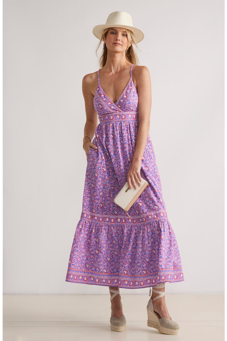 Tile Print Tie Back Maxi Sundress, Alternate, color, KATAMA TILE - VIOLET