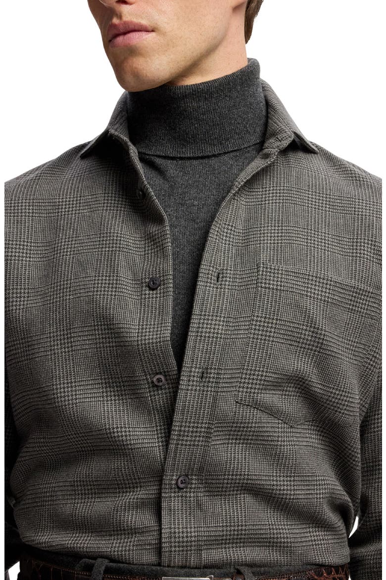 Glen Plaid Cotton Flannel Shirt, Alternate, color, DARK GREY MELANGE