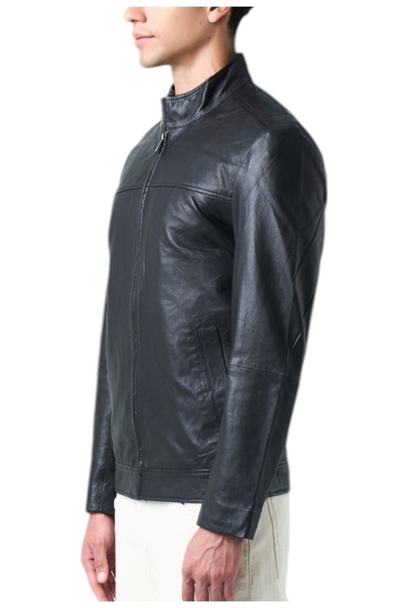 Velez Bosa men's leather jacket semi-loose fit, Alternate, color, Black