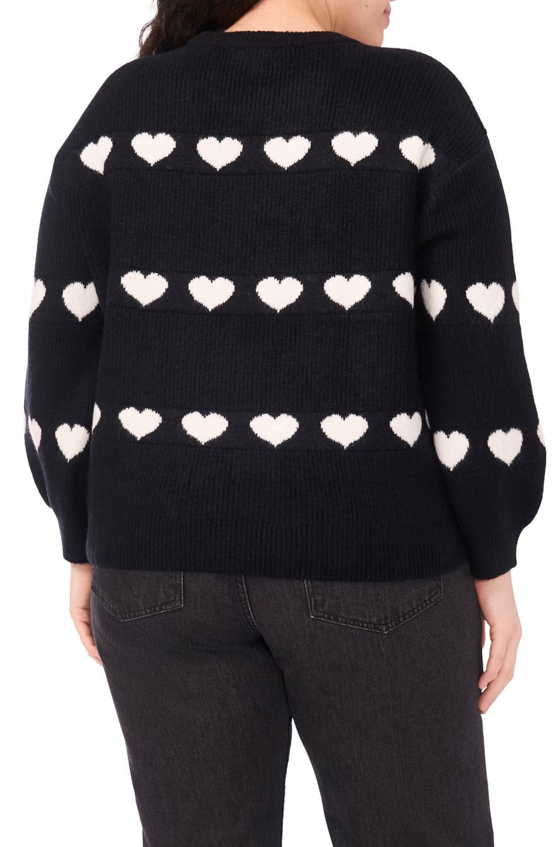 CeCe Heart Jacquard Sweater, Alternate, color, Rich Black