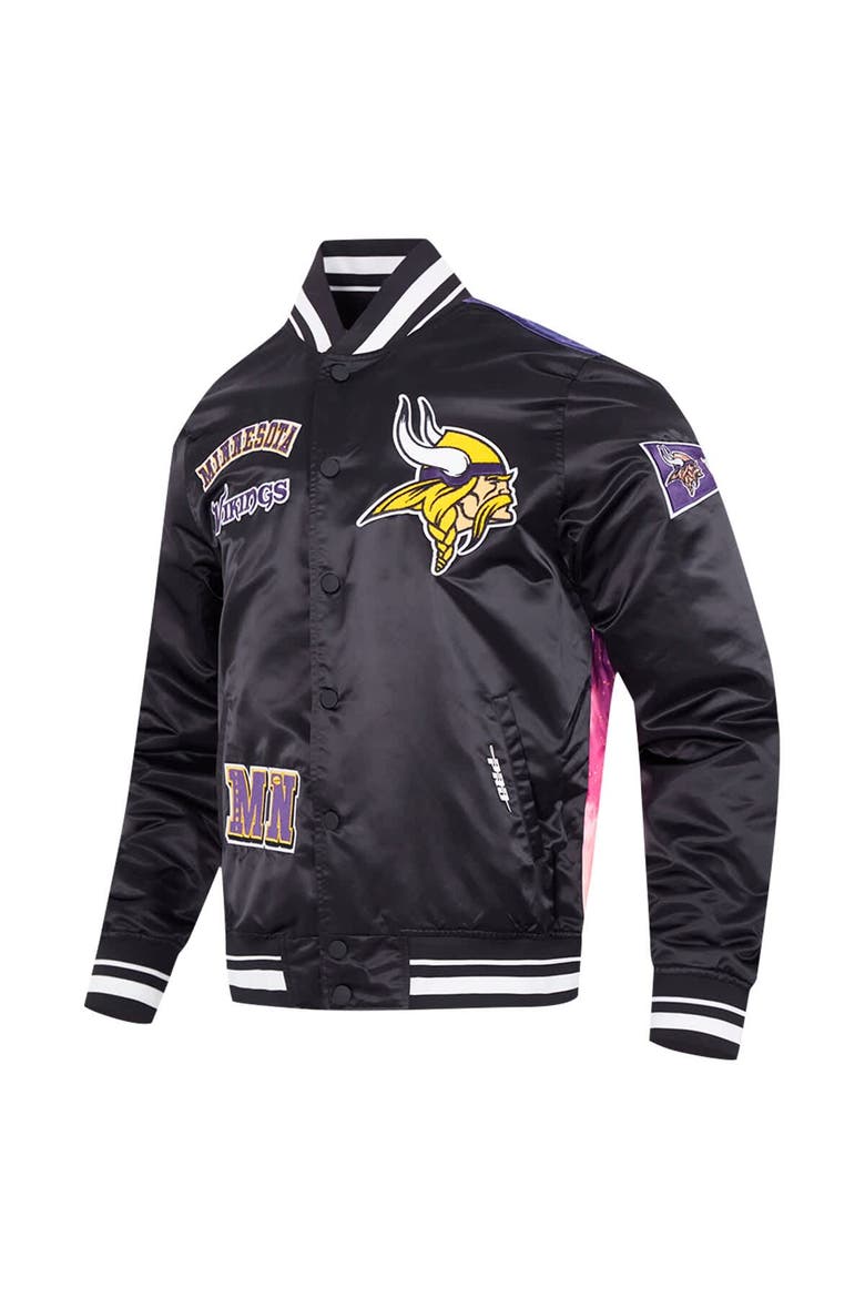 Men's Pro Standard Black Minnesota Vikings Sublimated Satin Full-Snap Jacket, Alternate, color, Black