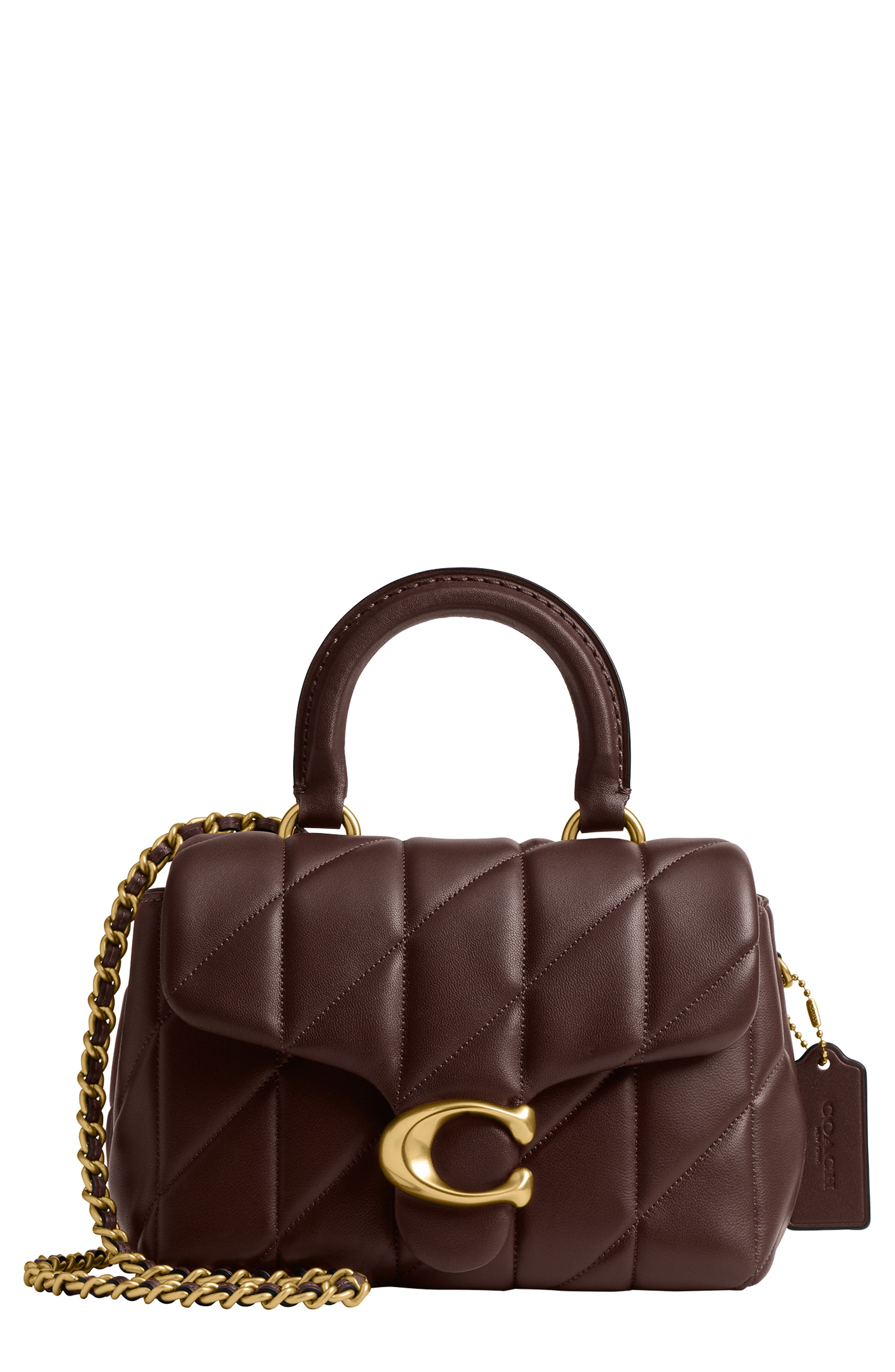 COACH Tabby Quilted Leather Convertible Top Handle Bag, Main, color, Maple