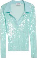 MONSE Sequin Long Sleeve Polo