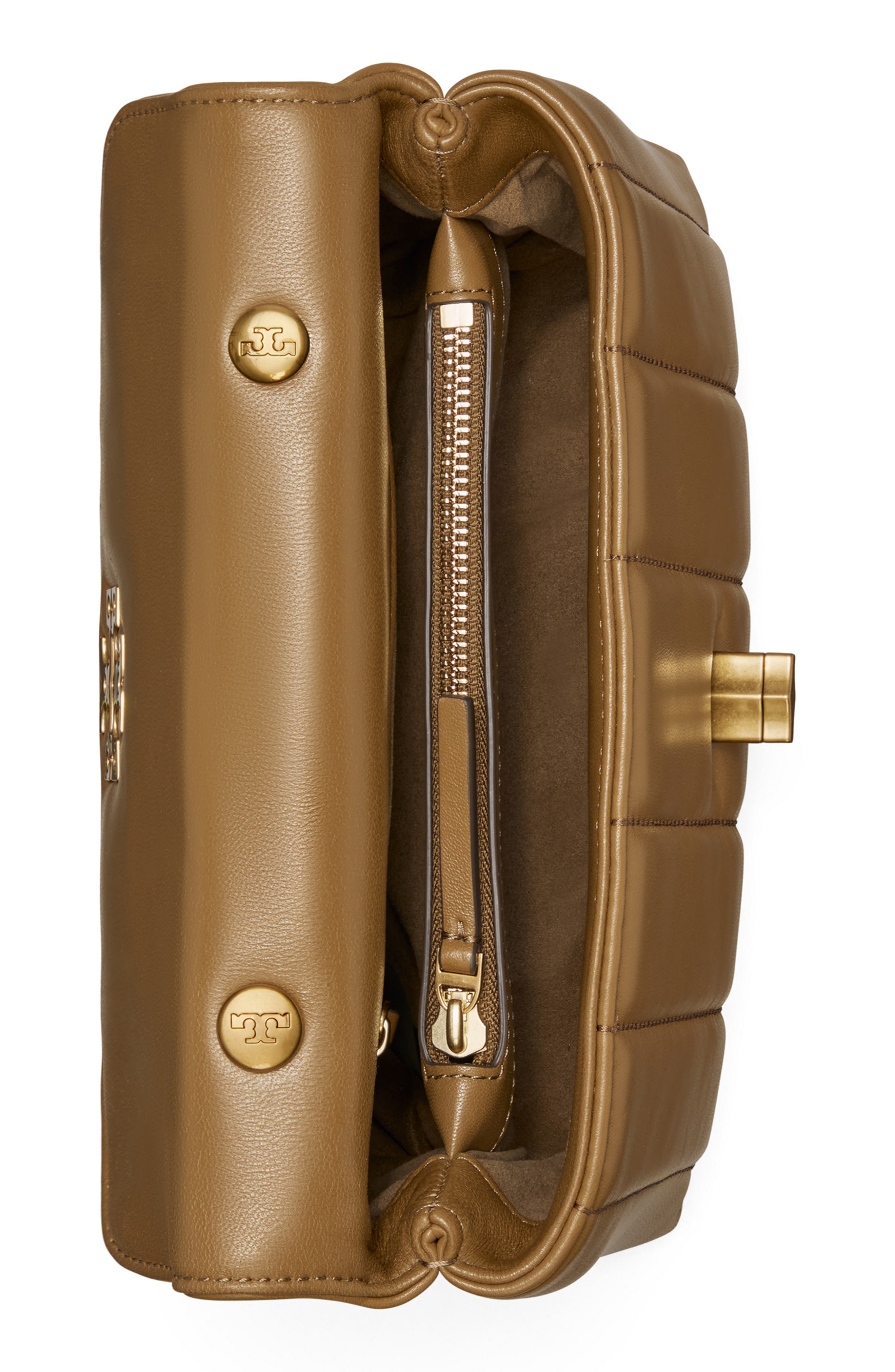 Kira Small Quilted Leather Satchel, Alternate, color, TOASTED SESAME / ROLLED GOLD