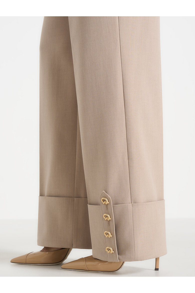 Darlene Turn Up Detail Tailored Twin Pleat Pants, Alternate, color, Beige