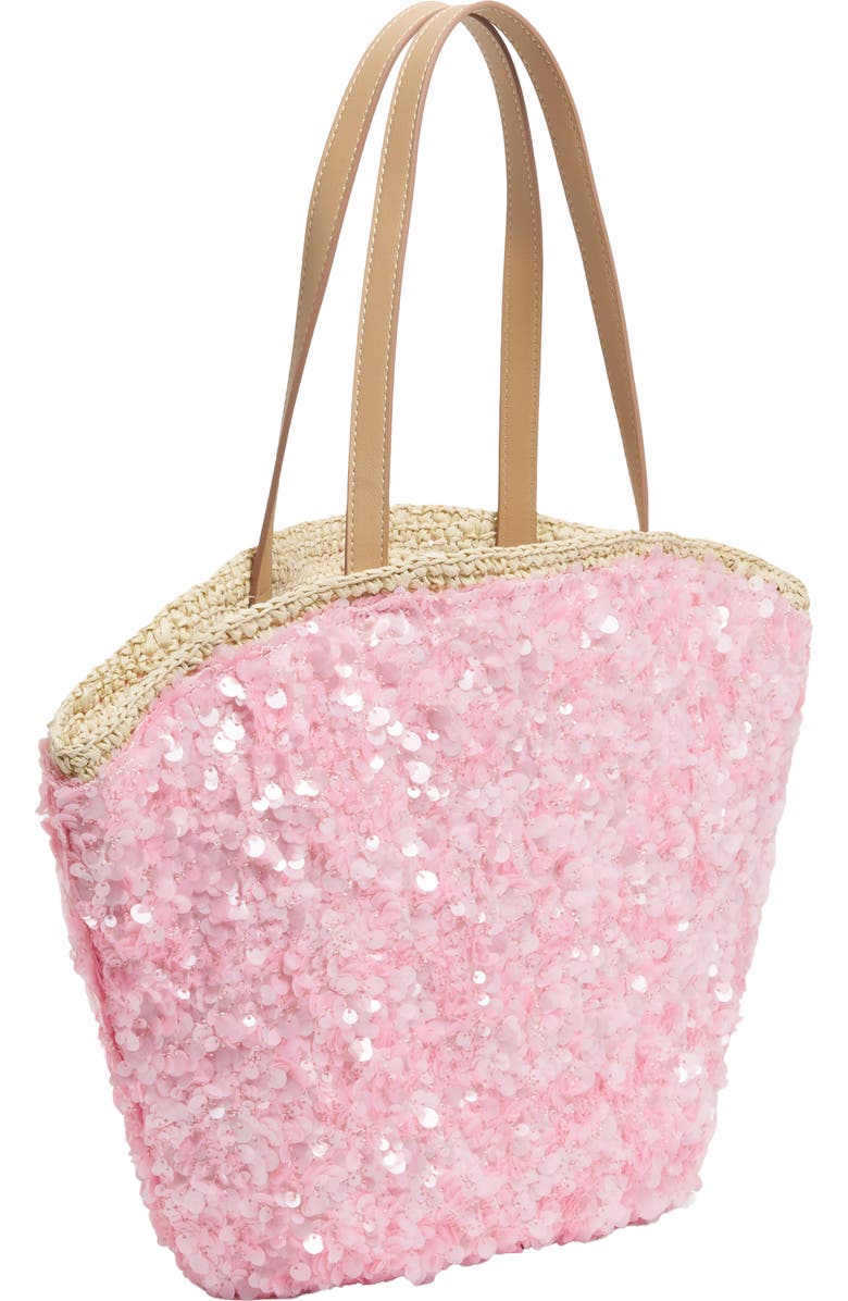 Stoney Clover Lane Curve Sequin Raffia Tote, Alternate, color, Sequined Pink