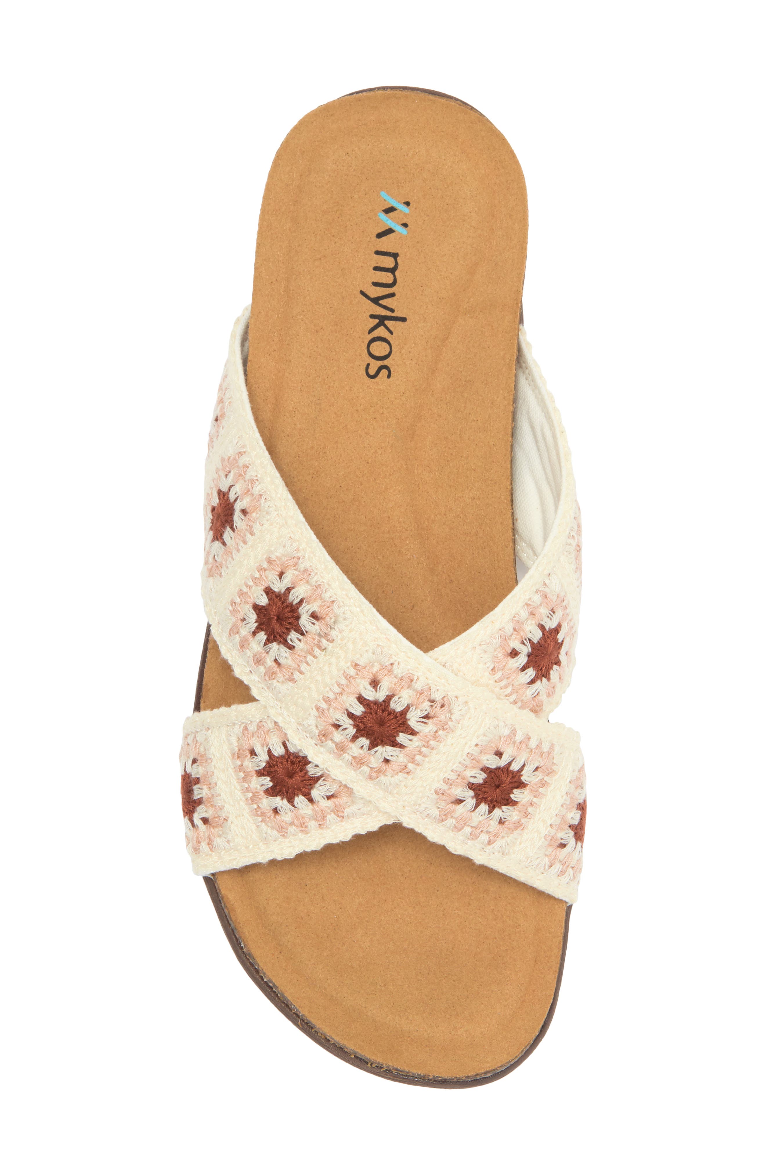 Mykos Leyla Sandal, Alternate, color, White Crochet