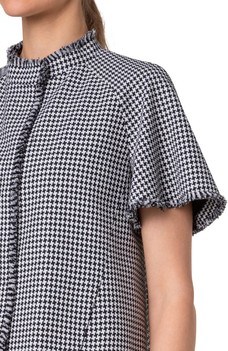 Akris punto Fringe Short Sleeve Houndstooth Jacket, Alternate, color, 