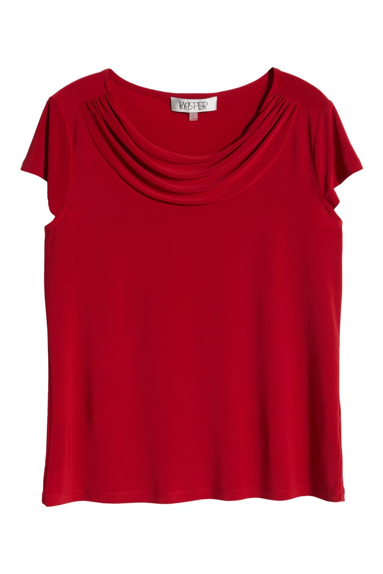 Cap Sleeve Cowl Neck Top, Alternate, color, FIRE RED