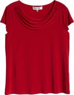 KASPER Cap Sleeve Cowl Neck Top