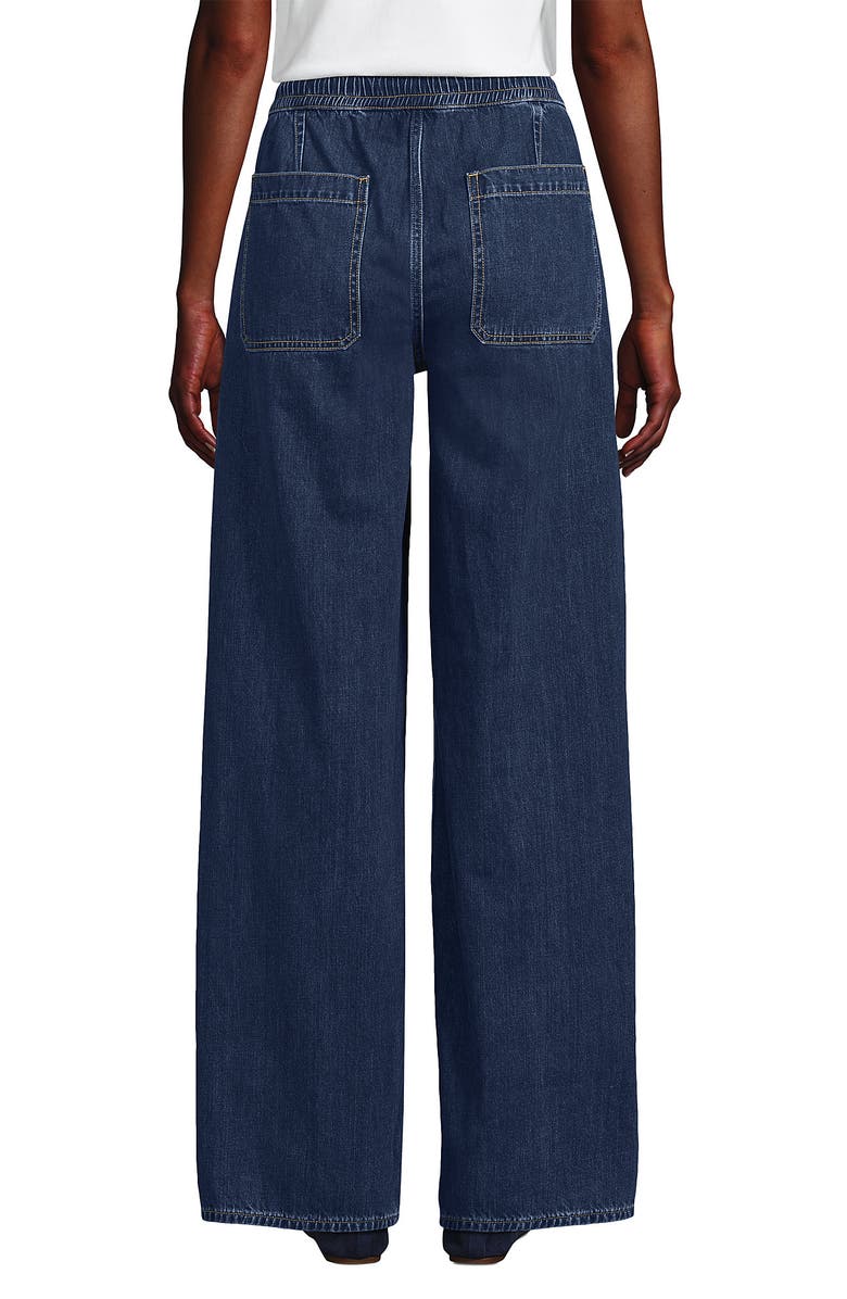 Lands' End Lightweight Denim High Rise Relaxed Straight Pull On Pocket Jeans, Alternate, color, Lake Blue Wash