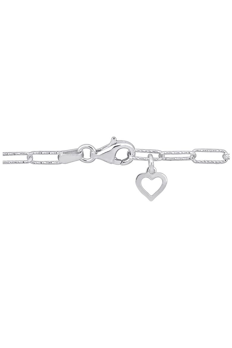 Oval Cut Link Heart Charm Bracelet, Alternate, color, SILVER