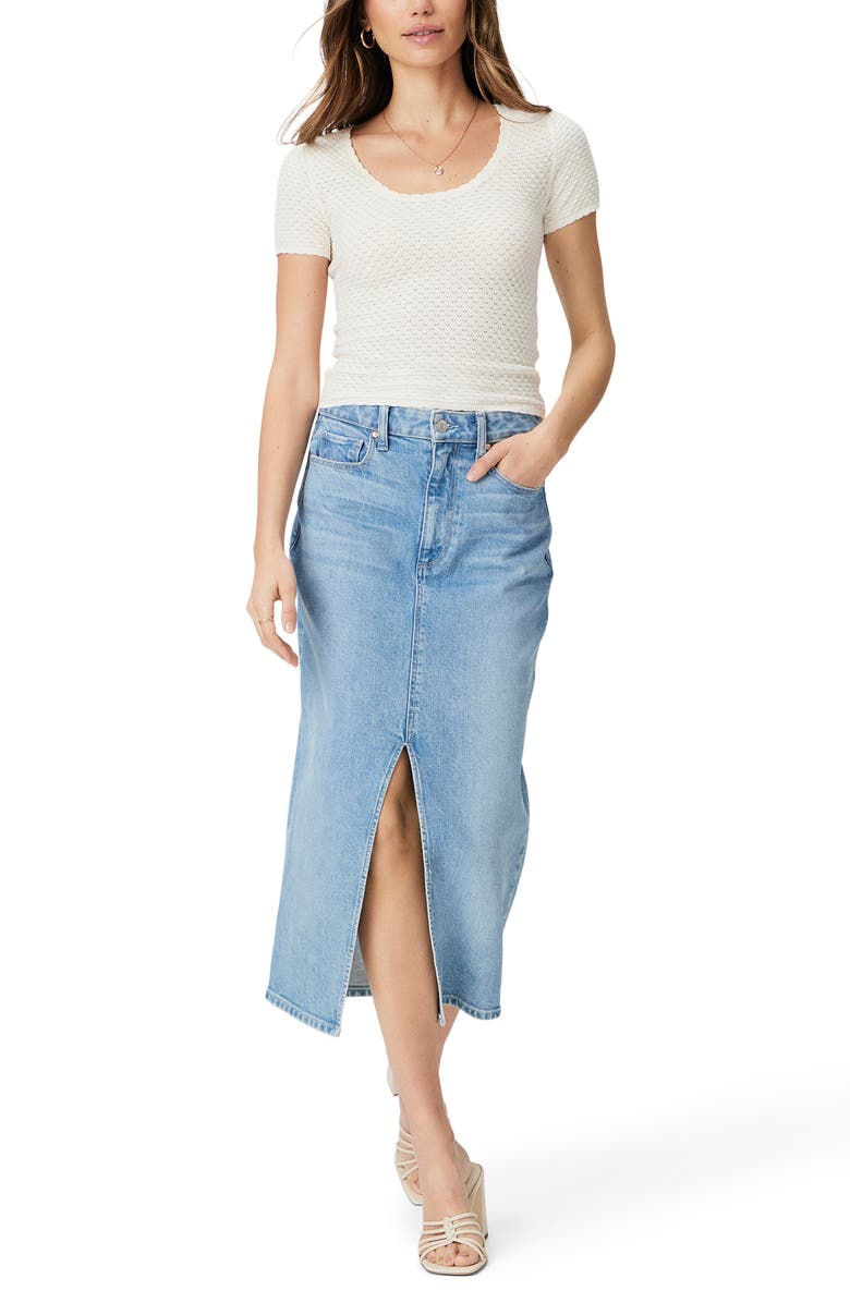 PAIGE Angela Denim Midi Skirt, Alternate, color, Ysabel