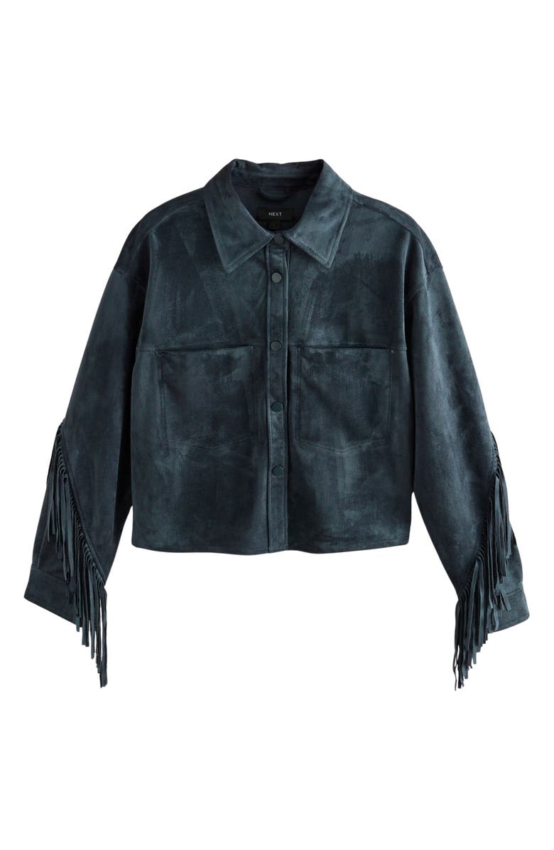 NEXT Faux Suede Fringe Western Jacket, Alternate, color, Blue