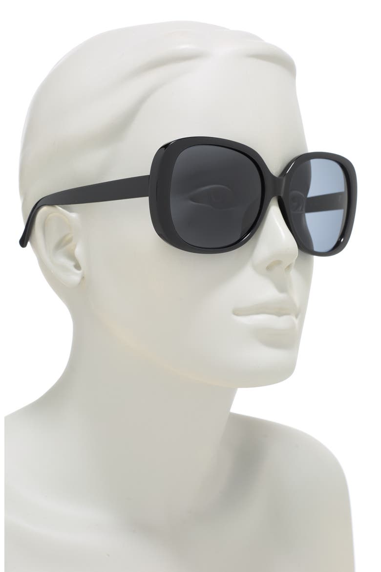 58mm Polarized Round Sunglasses, Alternate, color, BLACK