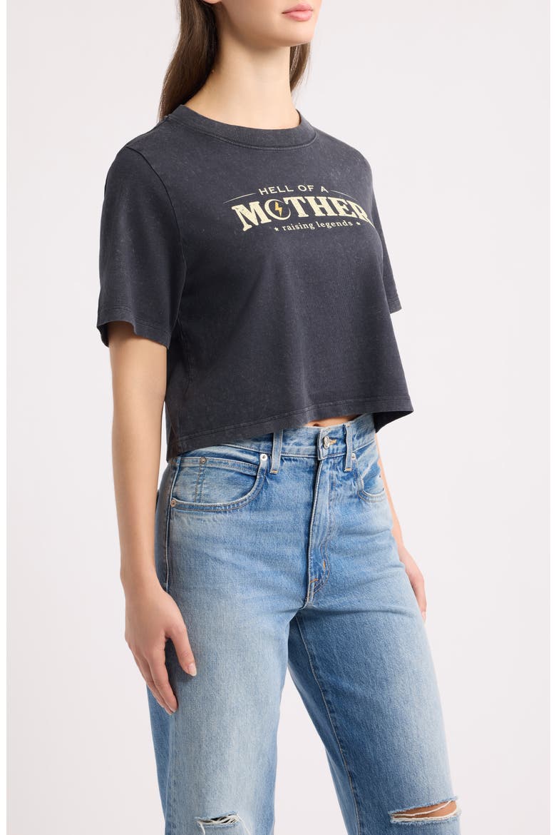 Hell of a Mother Crop Graphic Tee, Alternate, color, BLACK STONE