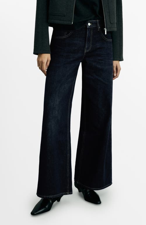 Mango Wideleg Jeans With Pockets Black Denim In Open Blue