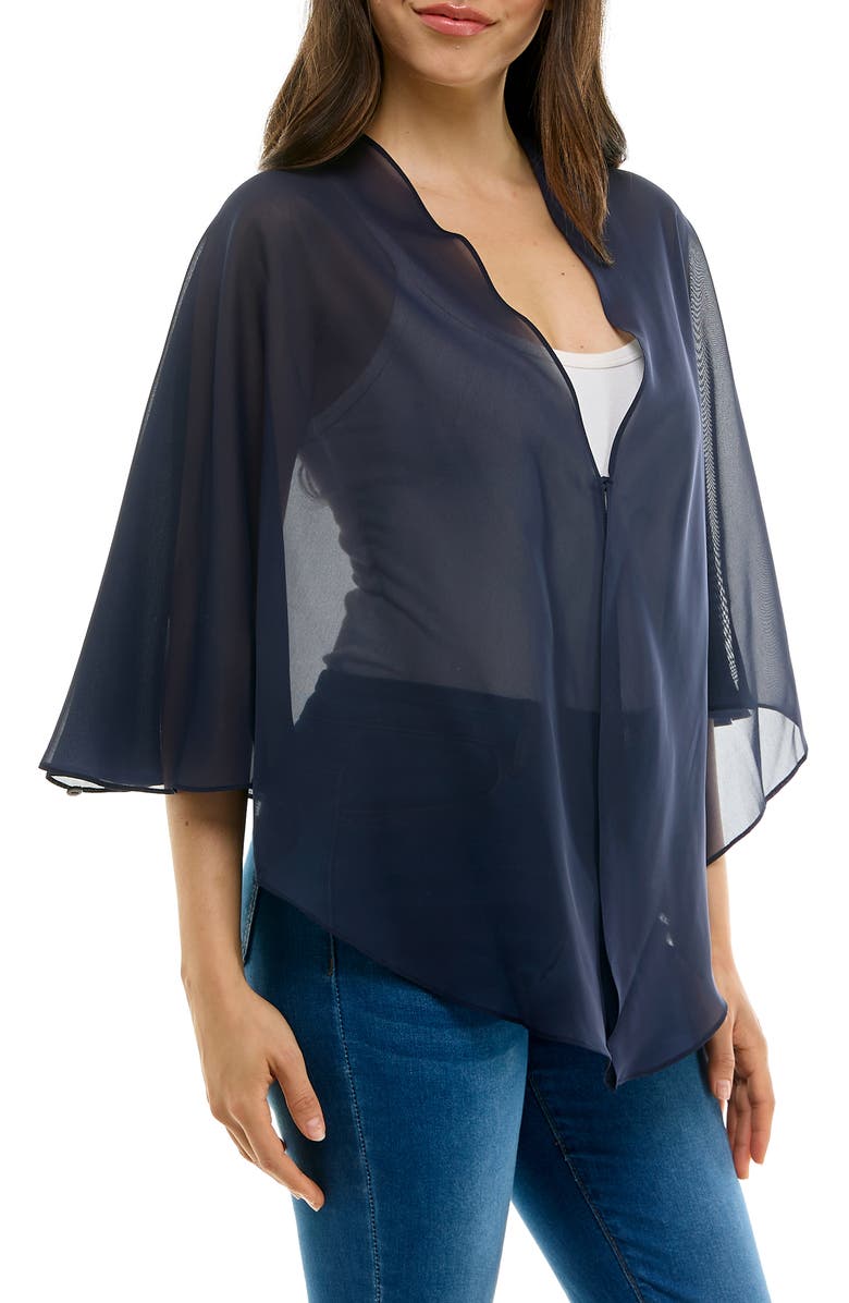 Nina Leonard Chiffon Capelet, Alternate, color, Navy
