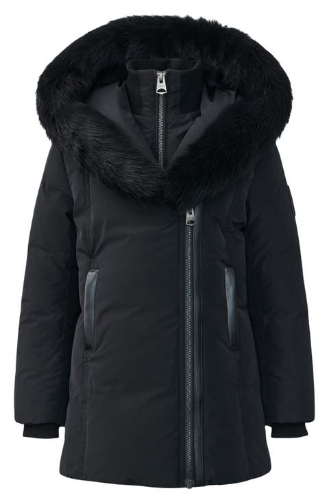 Kids' Leelee Faux Fur Trim Parka with Genuine Leather Trim