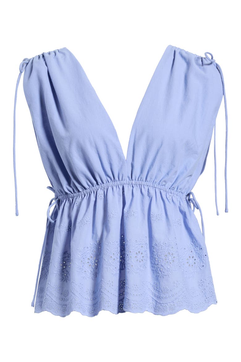 x Hannah Lovey Porter Goldie Cotton Eyelet Top (Nordstrom Exclusive), Alternate, color, CHAMBRAY